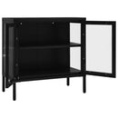 vidaXL fekete acél és üveg tálalószekrény 70 x 35 x 70 cm