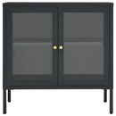 vidaXL antracitszürke acél és üveg tálalószekrény 70 x 35 x 70 cm