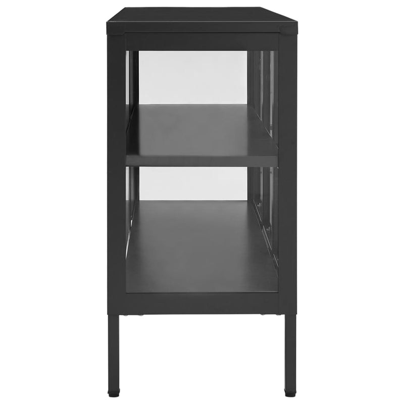 vidaXL antracitszürke acél és üveg tálalószekrény 105 x 35 x 70 cm