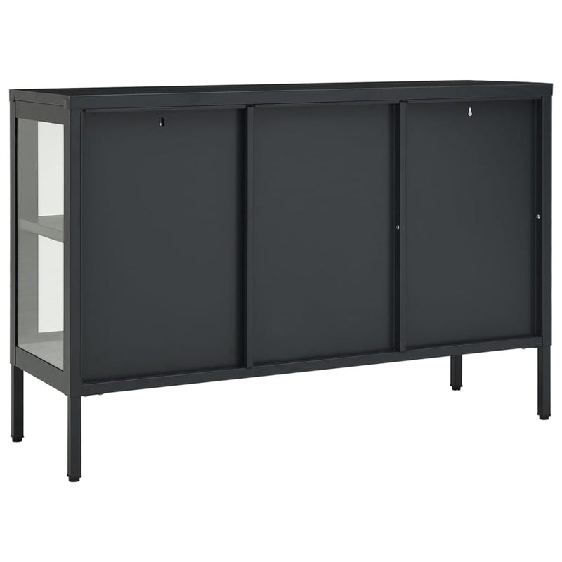 vidaXL antracitszürke acél és üveg tálalószekrény 105 x 35 x 70 cm