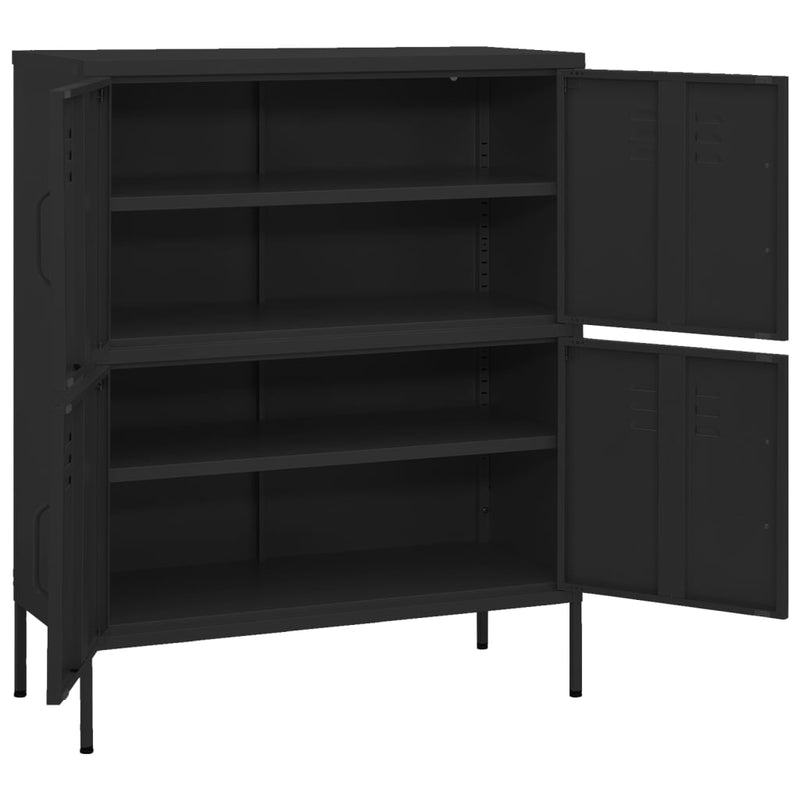 vidaXL fekete acél tárolószekrény 80 x 35 x 101,5 cm