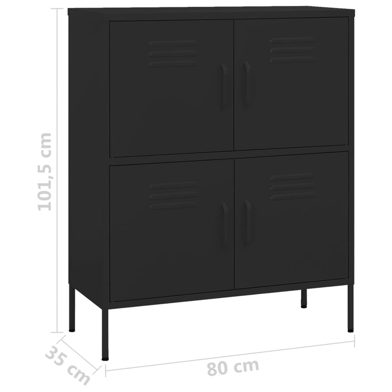 vidaXL fekete acél tárolószekrény 80 x 35 x 101,5 cm