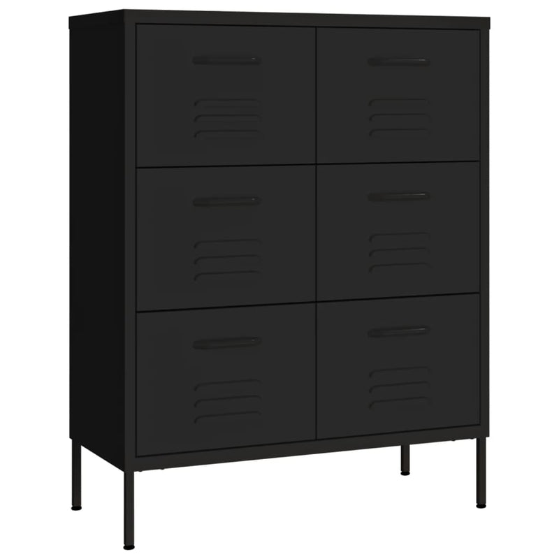 vidaXL fekete acél fiókos szekrény 80 x 35 x 101,5 cm