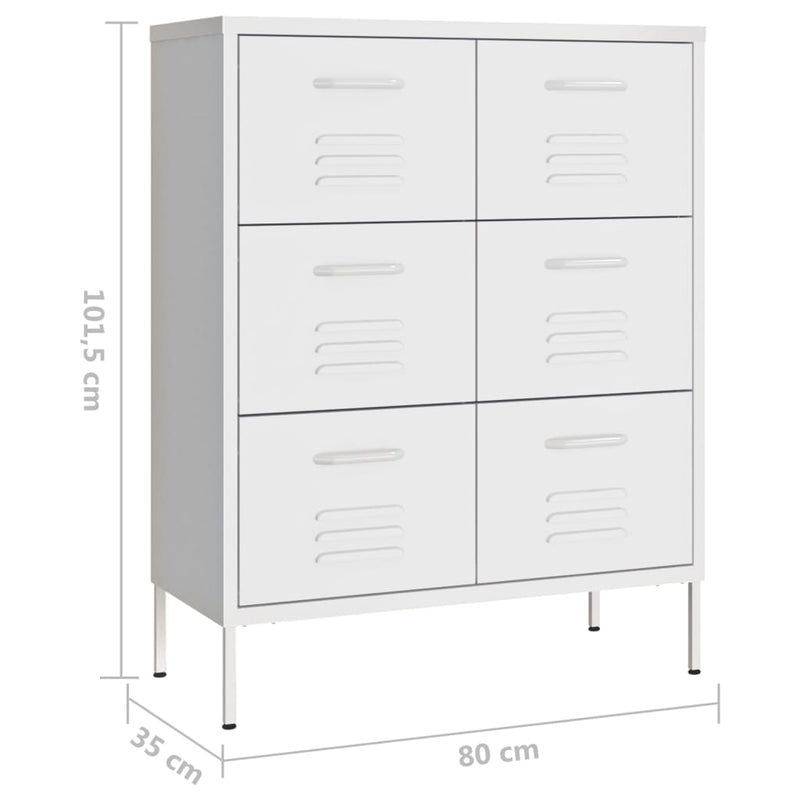 vidaXL fehér acél fiókos szekrény 80 x 35 x 101,5 cm