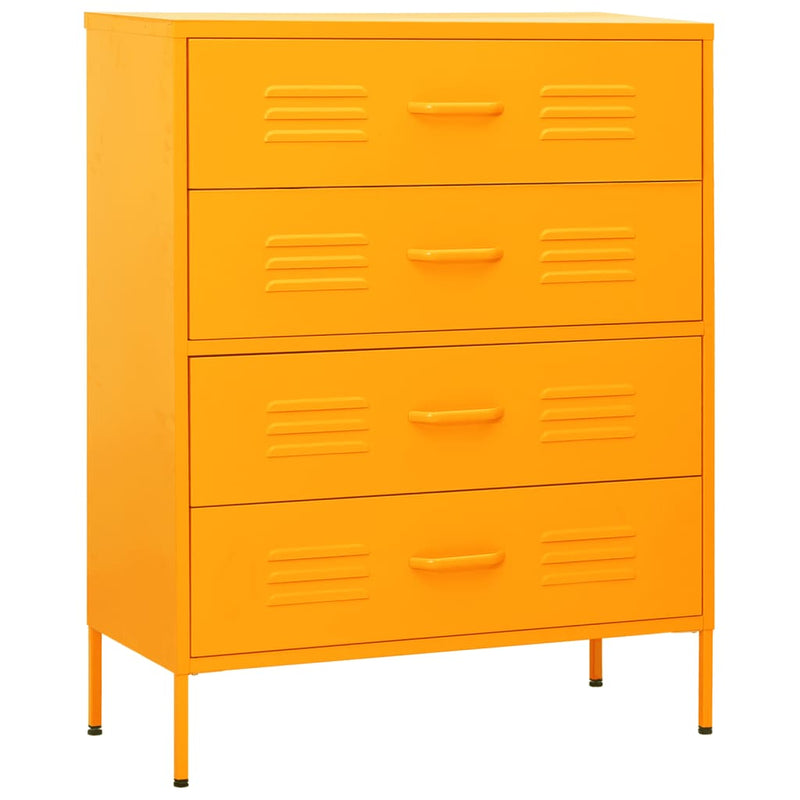 vidaXL mustársárga acél fiókos szekrény 80 x 35 x 101,5 cm