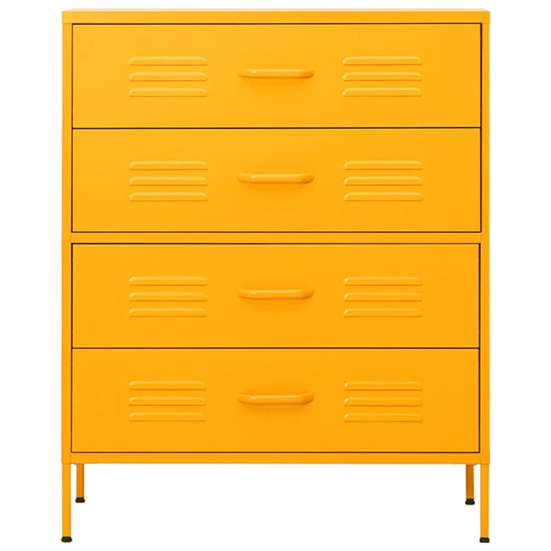 vidaXL mustársárga acél fiókos szekrény 80 x 35 x 101,5 cm