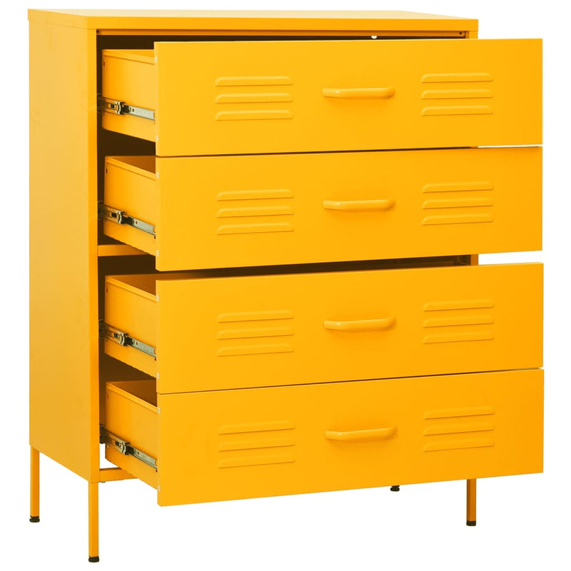 vidaXL mustársárga acél fiókos szekrény 80 x 35 x 101,5 cm