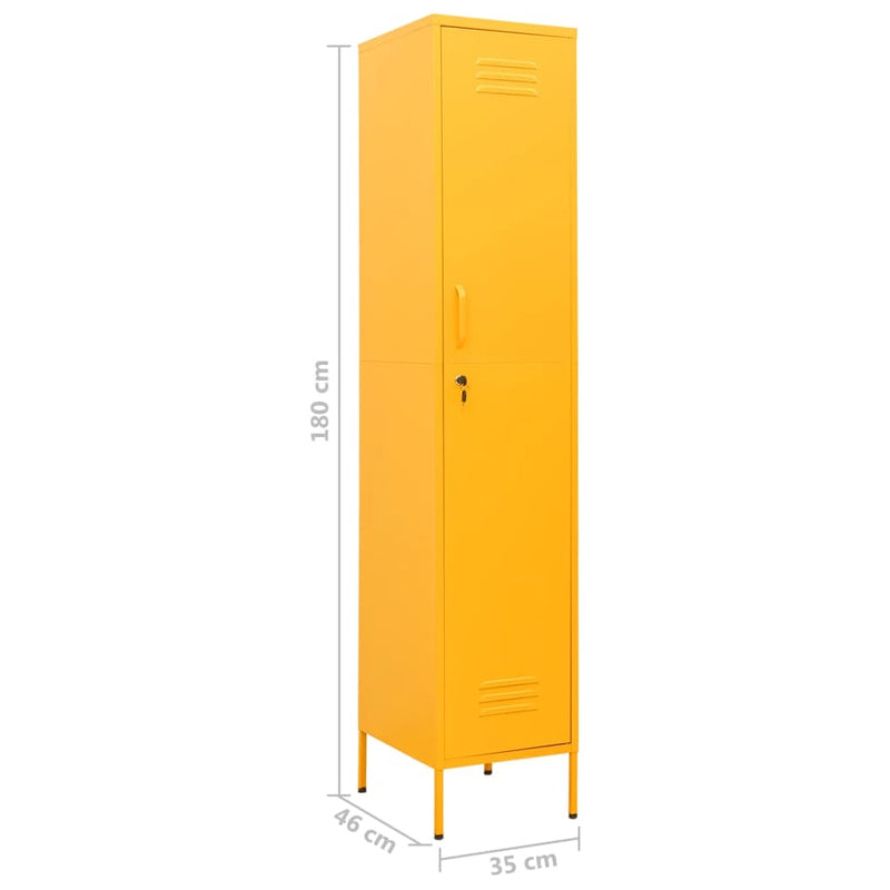 vidaXL mustársárga acél zárható szekrény 35 x 46 x 180 cm