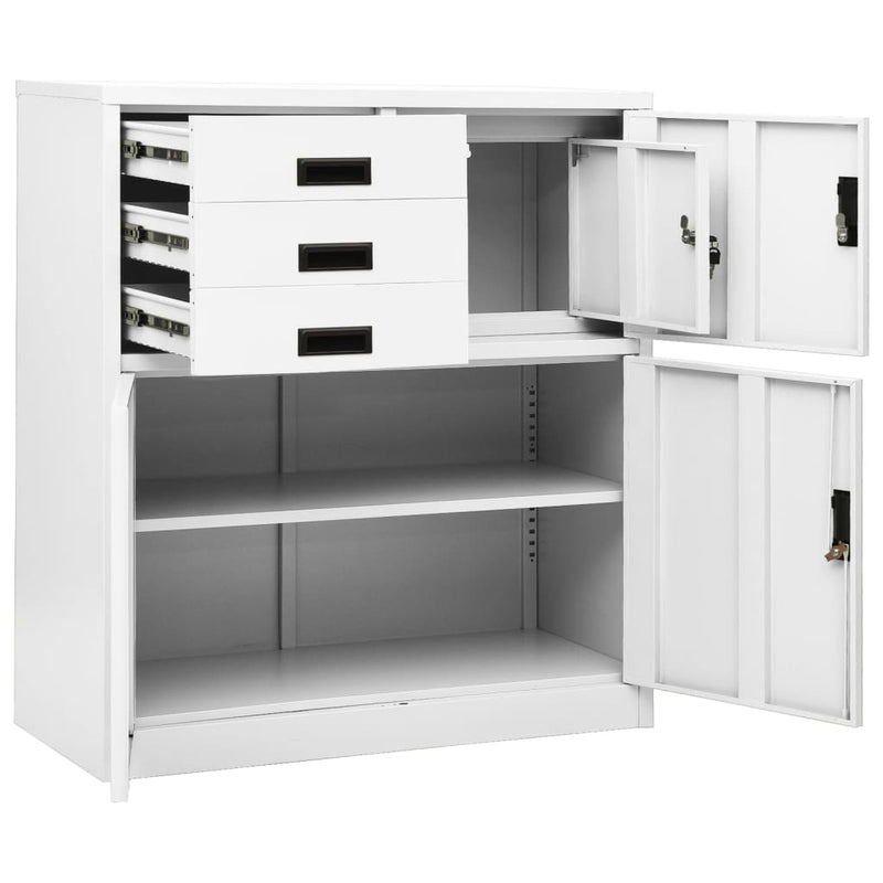 vidaXL fehér acél irodai szekrény 90 x 40 x 102 cm