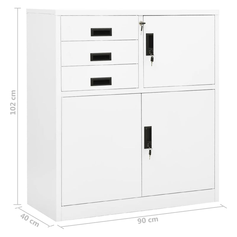 vidaXL fehér acél irodai szekrény 90 x 40 x 102 cm