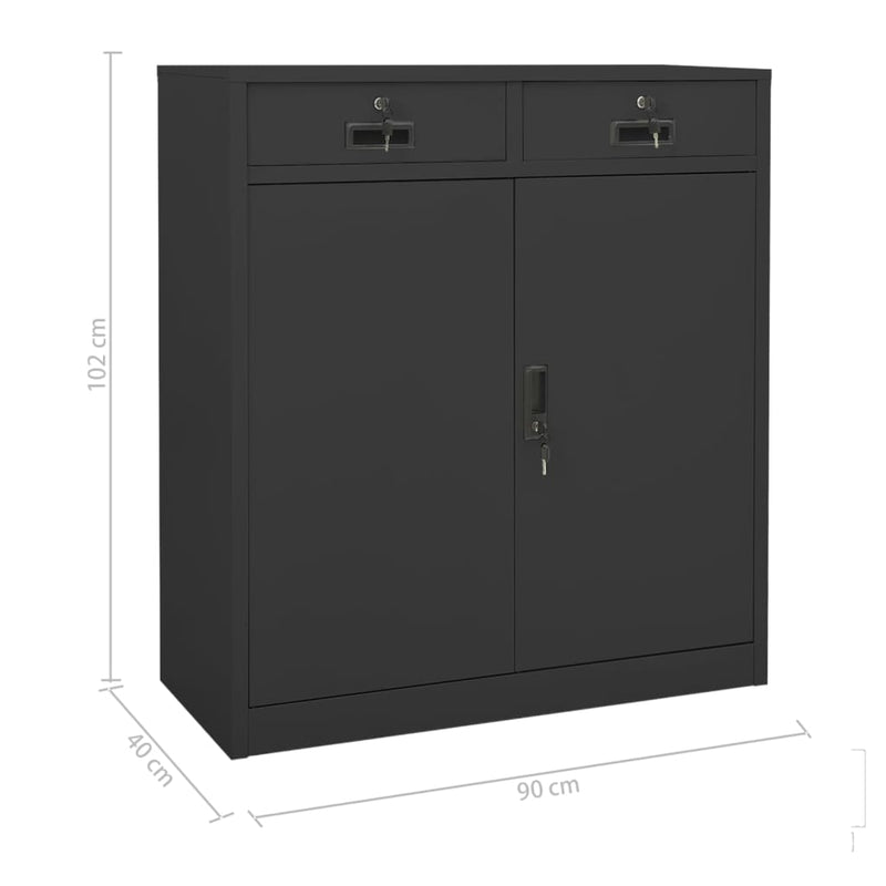 vidaXL antracitszürke acél irodai szekrény 90 x 40 x 102 cm