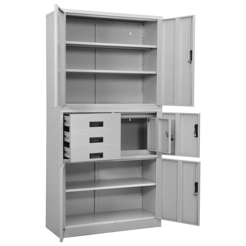 vidaXL világosszürke acél irodai szekrény 90 x 40 x 180 cm