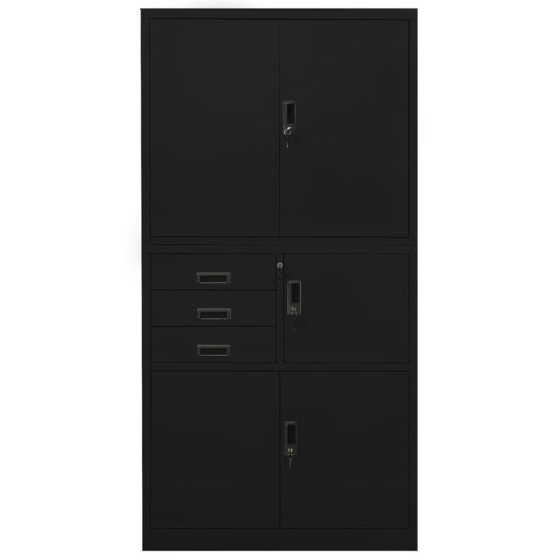 vidaXL fekete acél irodai szekrény 90 x 40 x 180 cm
