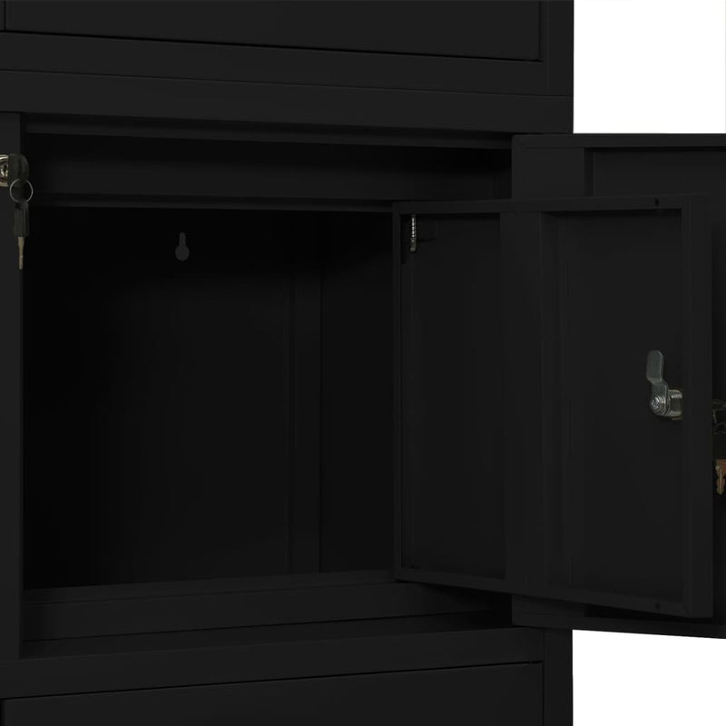 vidaXL fekete acél irodai szekrény 90 x 40 x 180 cm