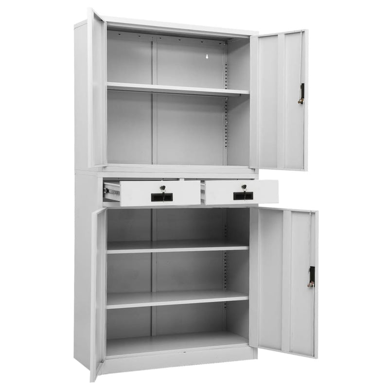 vidaXL világosszürke acél irodai szekrény 90 x 40 x 180 cm