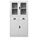 vidaXL világosszürke acél és edzett üveg irodai szekrény 90x40x180 cm