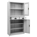 vidaXL világosszürke acél és edzett üveg irodai szekrény 90x40x180 cm