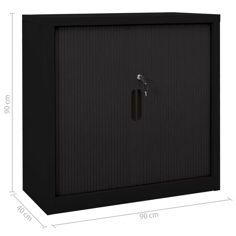vidaXL fekete acél tolóajtós szekrény 90 x 40 x 90 cm