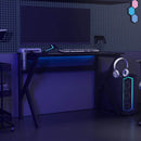 vidaXL fekete K-lábú gamer asztal 110 x 60 x 75 cm