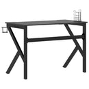 vidaXL fekete K-lábú gamer asztal 110 x 60 x 75 cm