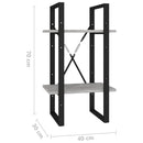 vidaXL 2-szintes betonszürke szerelt fa könyvszekrény 40 x 30 x 70 c