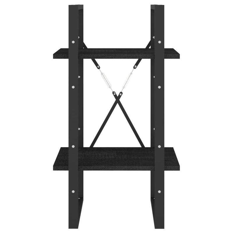 vidaXL kétszintes fekete tömör fenyőfa könyvszekrény 40 x 30 x 70 cm