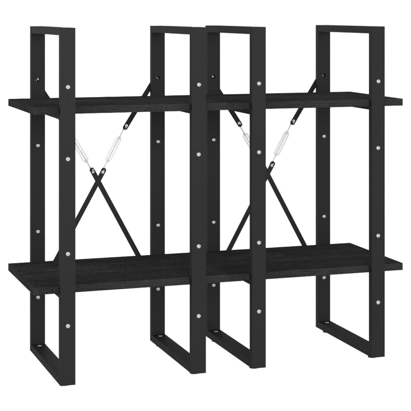vidaXL négyszintes fekete tömör fenyőfa könyvszekrény 40 x 30 x 140 cm