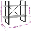 vidaXL 2-szintes betonszürke szerelt fa könyvszekrény 80 x 30 x 70 cm