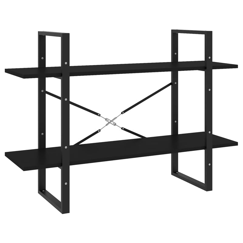 vidaXL kétszintes fekete szerelt fa könyvszekrény 100 x 30 x 70 cm