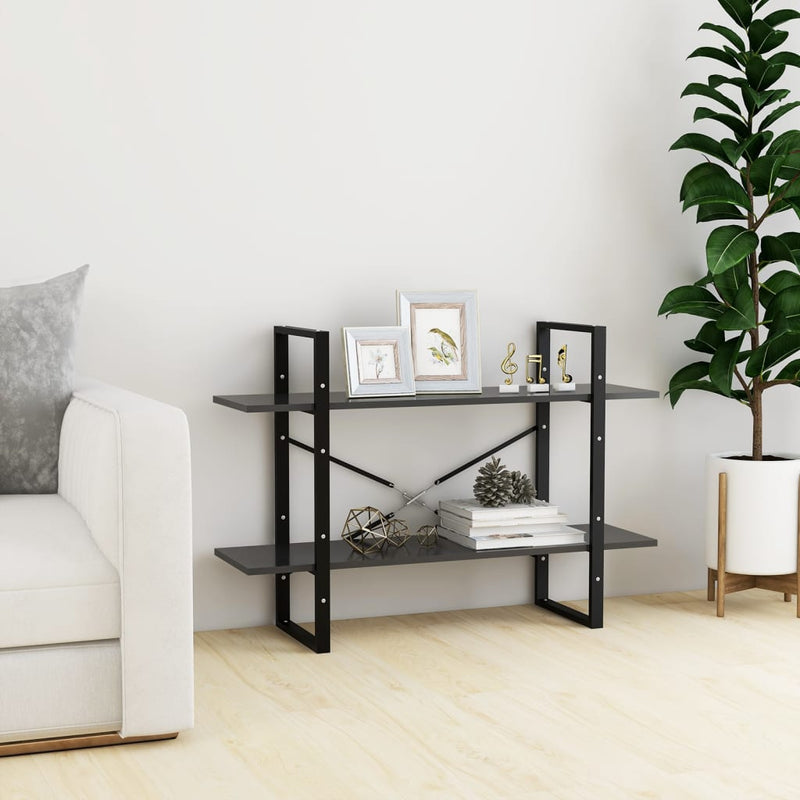 vidaXL kétszintes szürke szerelt fa könyvszekrény 100 x 30 x 70 cm