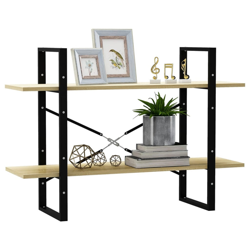 vidaXL kétszintes sonoma tölgy színű könyvszekrény 100 x 30 x 70 cm