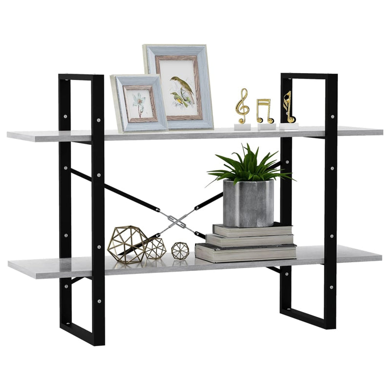 vidaXL kétszintes betonszürke szerelt fa könyvszekrény 100x30x70 cm