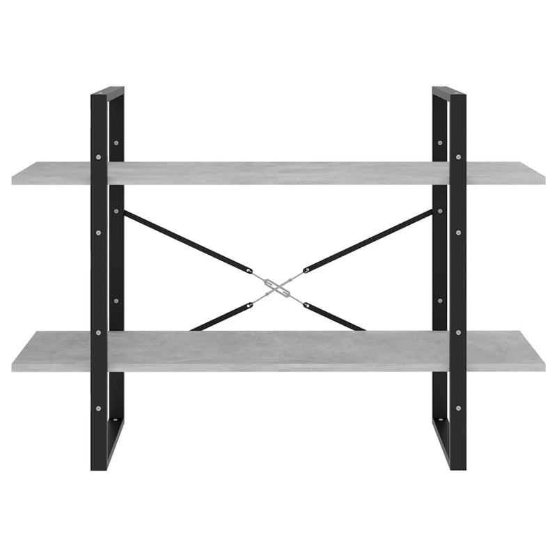vidaXL kétszintes betonszürke szerelt fa könyvszekrény 100x30x70 cm