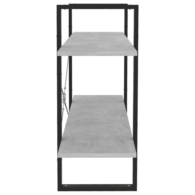 vidaXL kétszintes betonszürke szerelt fa könyvszekrény 100x30x70 cm