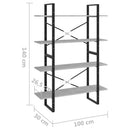 vidaXL négyszintes betonszürke szerelt fa könyvszekrény 100x30x140 cm