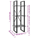 vidaXL 3-szintes betonszürke szerelt fa könyvszekrény 40 x 30 x 105 cm