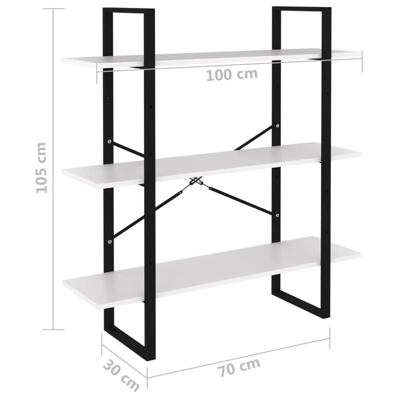 vidaXL fehér forgácslap könyvszekrény 100 x 30 x 105 cm