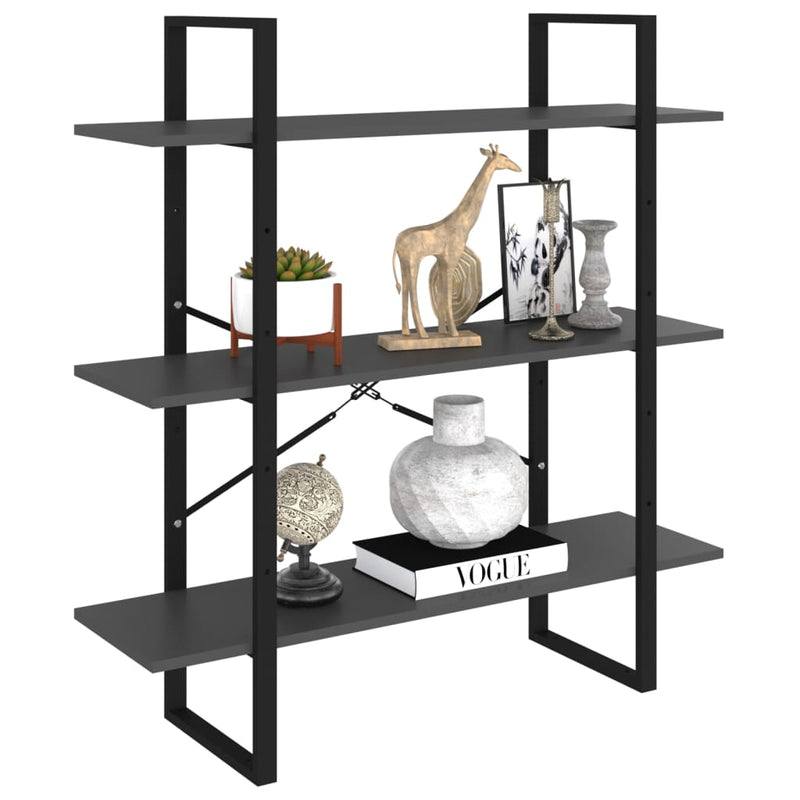 vidaXL szürke forgácslap könyvszekrény 100 x 30 x 105 cm