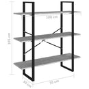 vidaXL betonszürke forgácslap könyvszekrény 100 x 30 x 105 cm