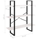 vidaXL háromszintes fehér tömör fenyőfa könyvszekrény 100x30x105 cm