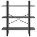 vidaXL háromszintes szürke tömör fenyőfa könyvszekrény 100x30x105 cm