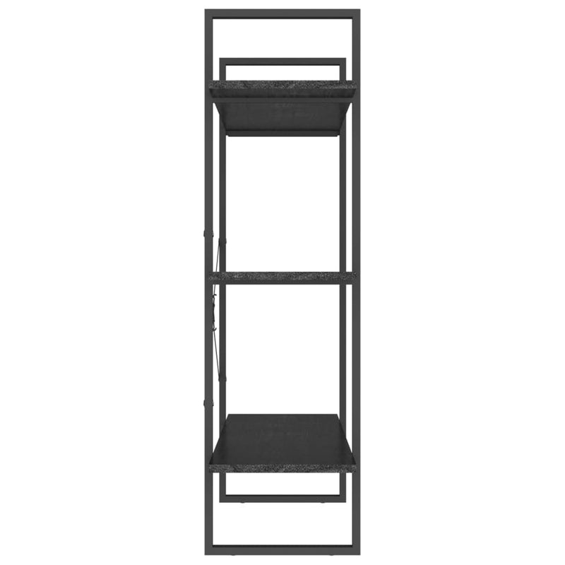 vidaXL háromszintes fekete tömör fenyőfa könyvszekrény 100x30x105 cm