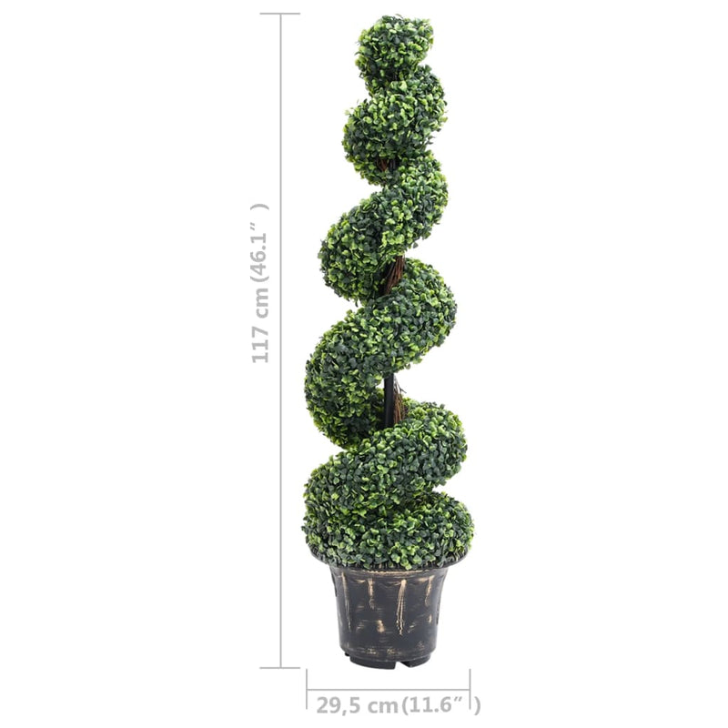 vidaXL zöld spirálalakú cserepes műpuszpáng 117 cm