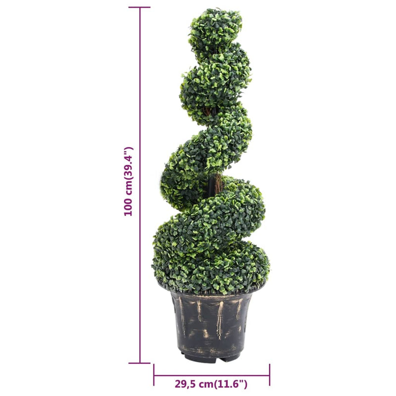 vidaXL zöld spirálalakú cserepes műpuszpáng 100 cm