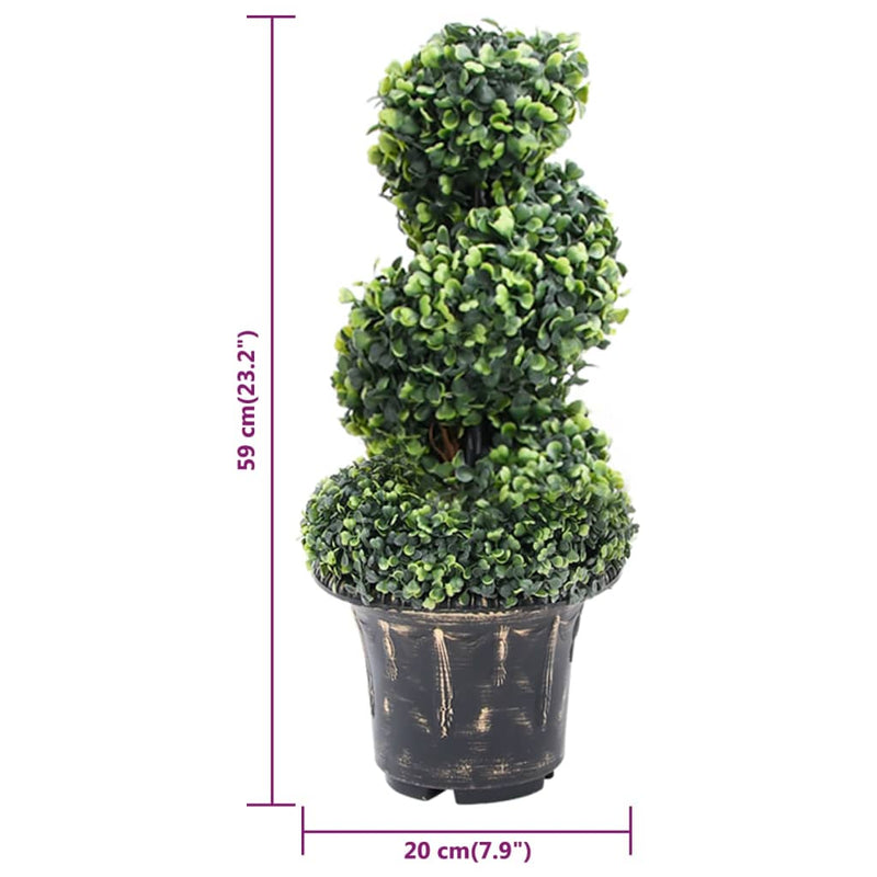 vidaXL zöld spirálalakú cserepes műpuszpáng 59 cm