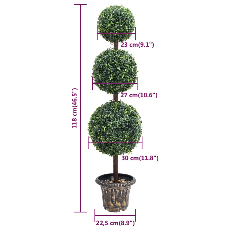 vidaXL zöld gömbalakú cserepes műpuszpáng 118 cm