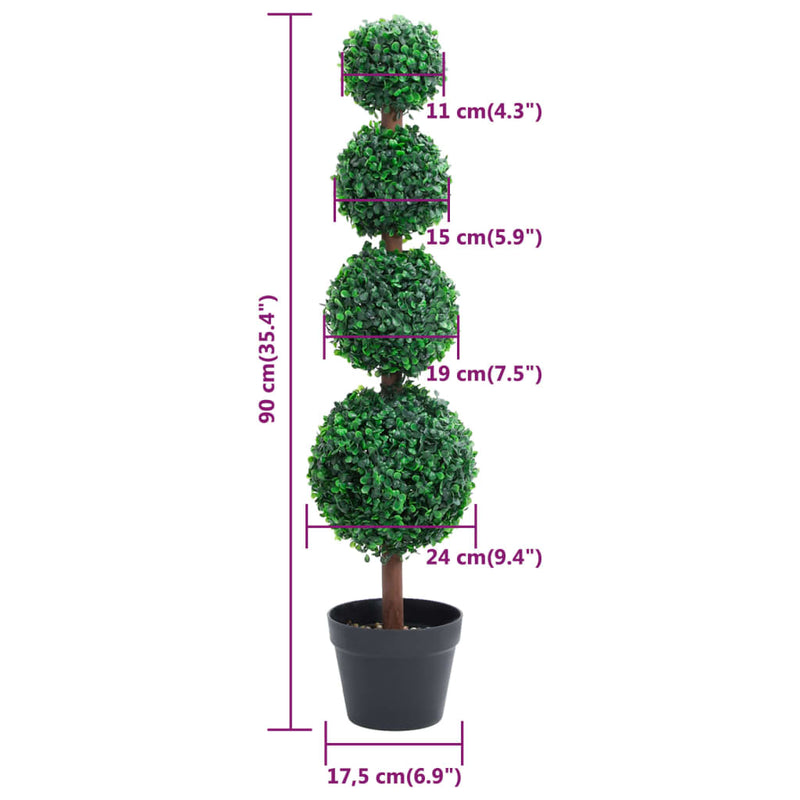 vidaXL zöld gömbalakú cserepes műpuszpáng 90 cm