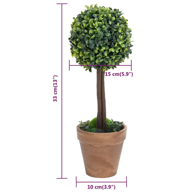 vidaXL 2 db zöld gömbalakú cserepes műpuszpáng 33 cm