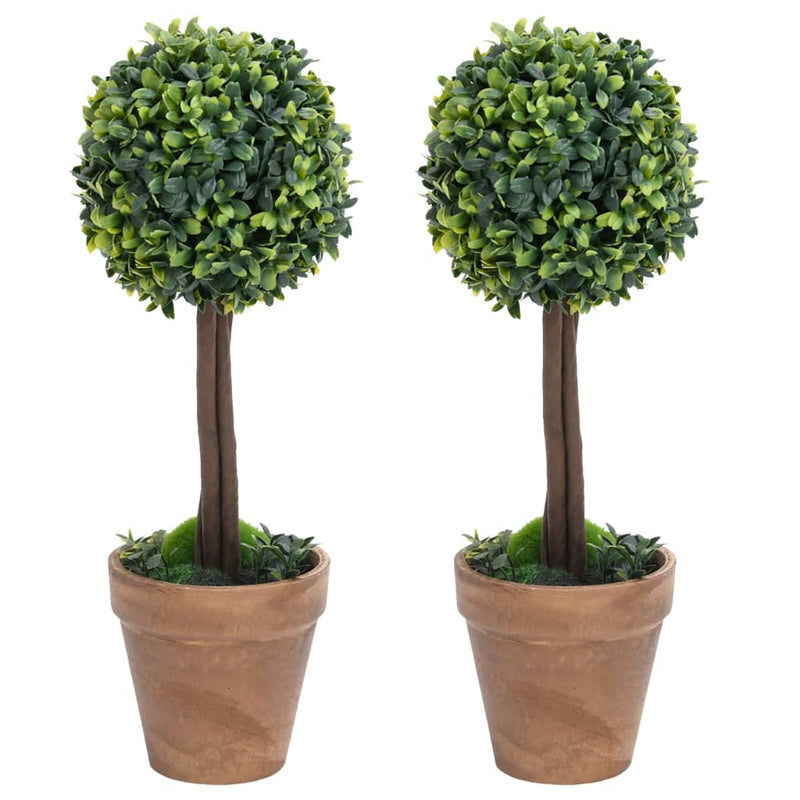 vidaXL 2 db zöld gömbalakú cserepes műpuszpáng 41 cm