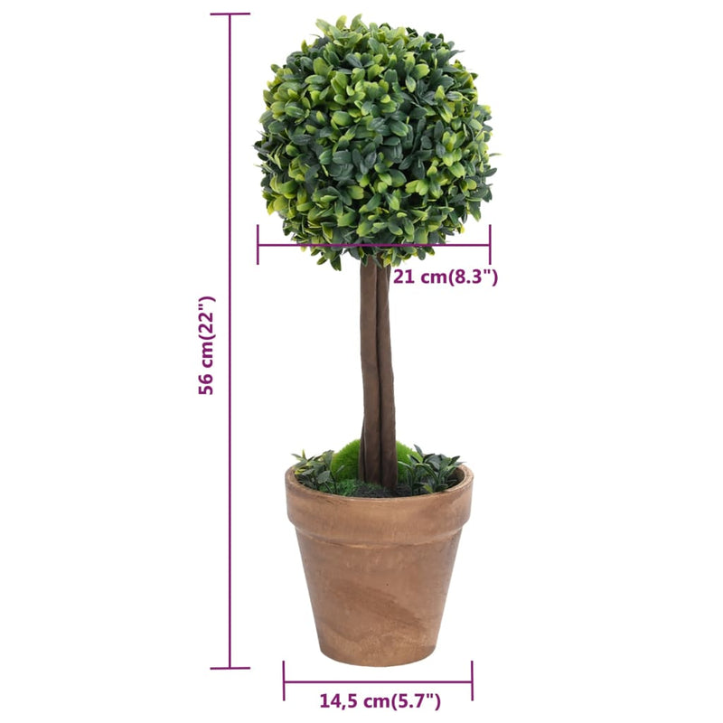 vidaXL 2 db zöld gömbalakú cserepes műpuszpáng 56 cm